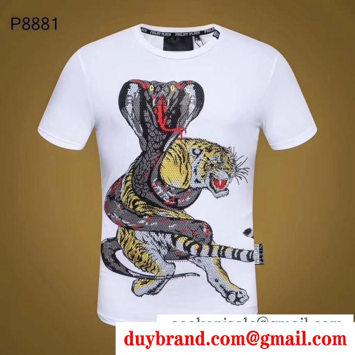 Tシャツ/ティーシャツ2色可選 春夏2019年の最新アイテムフィリッププレイン大人買いする方も多い  PHILIPP PLEIN
