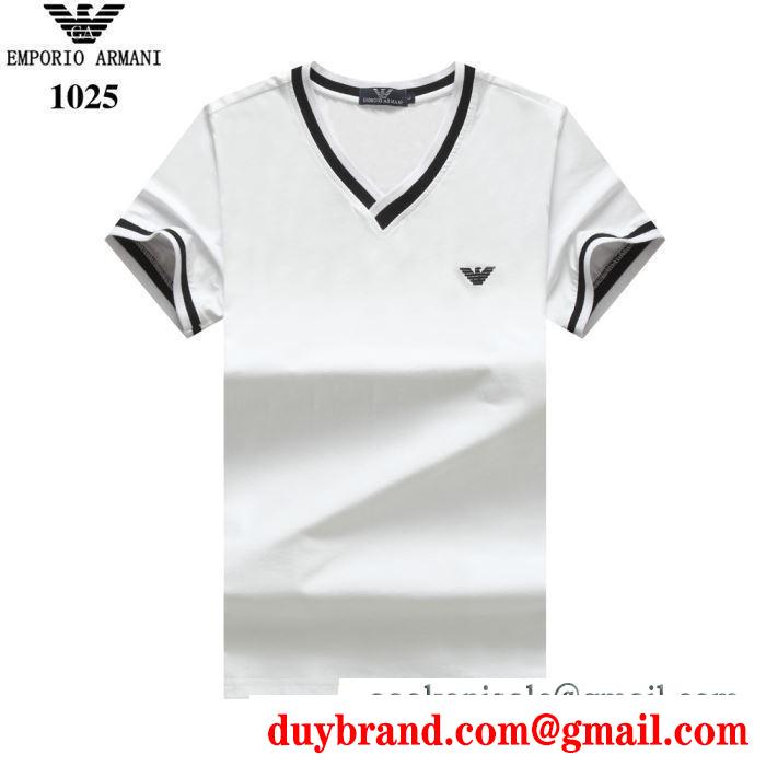 超激得新作登場今っぽい印象シンプルＴシャツｖネックARMANIアルマーニ tシャツ 通販100％コットン４色展開