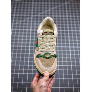 Giày unisex Gucci Distressed Screener sneaker Daddy sneakers phong cách cổ điển làm bẩn siêu cấp Like Auth da bò nhập khẩu ý cao cấp hàng đầu 