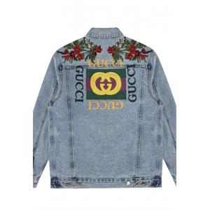 Áo khoác denim Gucci dài tay thêu hoa Nam Nhập khẩu chất lượng giá tốt  2022