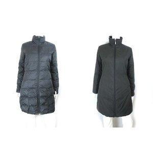 Moncler Moncler có thể đảo ngược xuống tòa án bên ngoài quilting da đen dành cho phụ nữ màu đen mua sắm