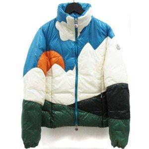Moncler moncler shamonix chamonix xuống áo khoác giới hạn màu đa xanh kem cam nylon làm việc nữ