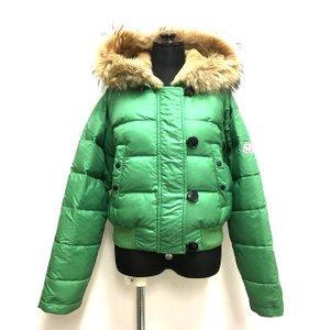 Moncler moncler alberta lông với thức ăn lông xuống áo khoác blouson dài tay xanh