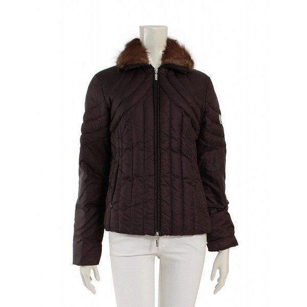 Moncler Moncler Down áo khoác lông màu nâu sẫm