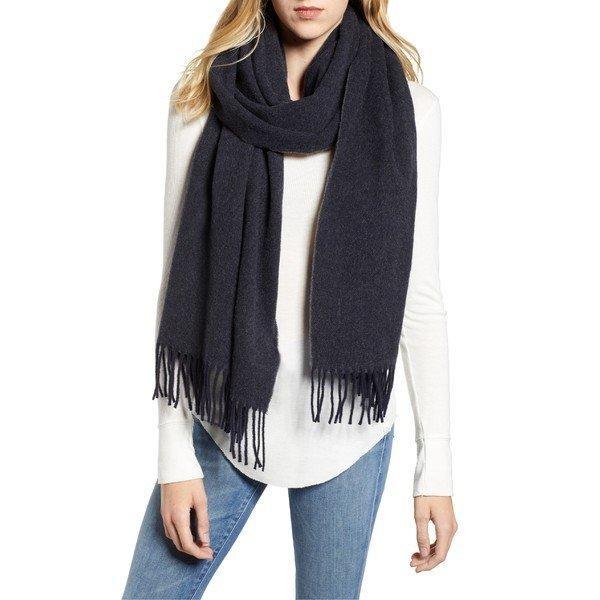 Canada Goose Muffler Gian hàng Phụ kiện Phụ kiện Ladies Canada Goose Hai tông màu dệt len ​​Navy: 36-WFCJLDG1EM-0E9E
