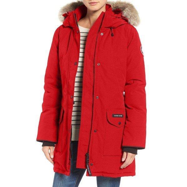 Canada Goose Parker / Áo mồ hôi bên ngoài Ladies Canada Goose Trillium Fitha với Coyote Fur chính hãng Red: 36-1J9TP586SZ-11F7: ASTY-Shop2: Asty-Shop2