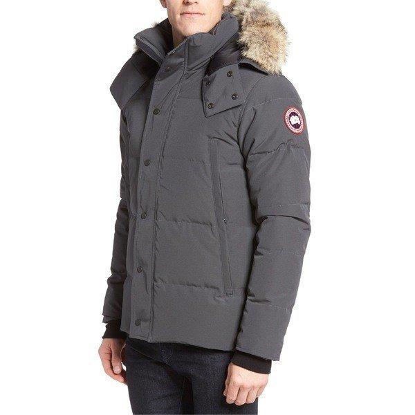 Áo khoác ngỗng canada / Blouson Outer nam Canada Goose Wyndham Slim Fit chính hãng Coyote Fur Trim Down Jack