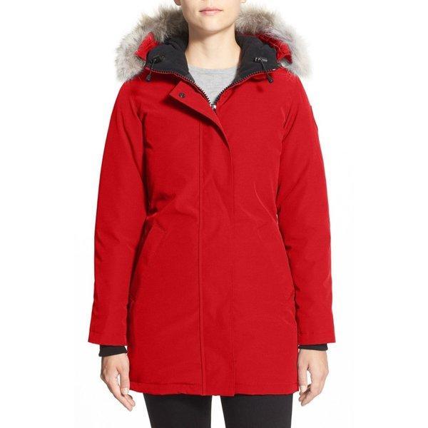 Canada Goose Canada Goose Ladies Parker Tops Victoria Down Parka với Coyote Fur chính hãng Red: DP3-1194070-163184: