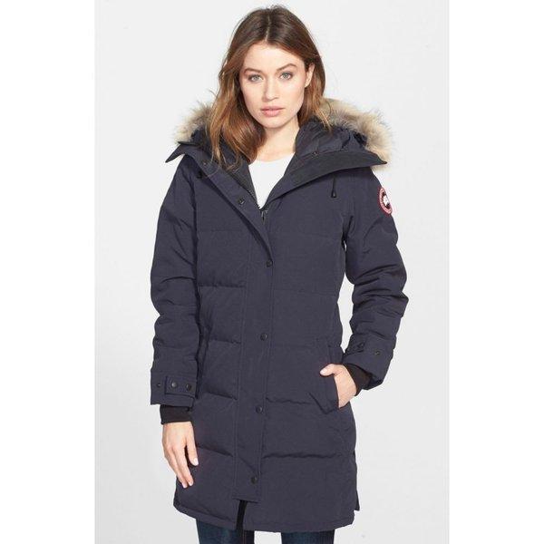 Canada Goose Ladies Down Áo khoác ngoài Shelburne chính hãng Coyote Fur Trim xuống Parka Navy: DP3-795903-163187: