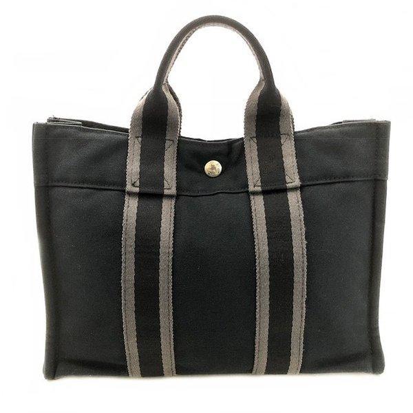 Hermes Hermes Túi Túi xách Fool Tu TPM Black Grey Beauty Canvas Hermes Túi nhỏ cổ điển