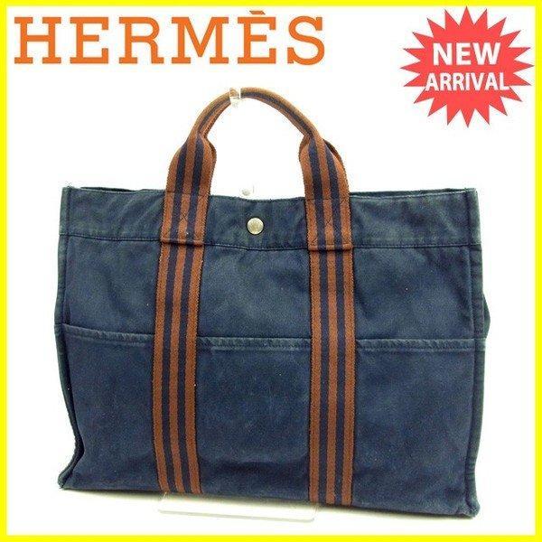 Hermes Hermes Túi Túi Tote Foolto Tote MM Túi nữ màu nâu Navy