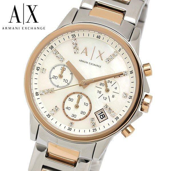 Armani Exchange Armannichexchenji Xem đồng hồ bấm giờ kim loại màu hồng vàng quay số Rhinestone A | X Women