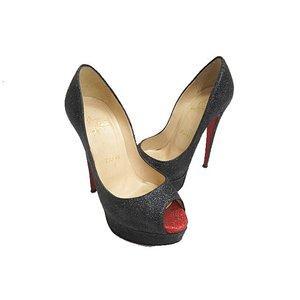 Christian Lubutan Christian Louboutin Glitter Rame Open High Heal Bơm 355 BLACK Black Brand đã sử dụng Vector được sử dụng