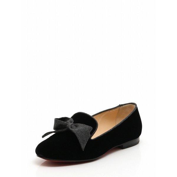 Christian Louboutin Christian Louboutin Opera Shoes Flat Shoes Dibbon Motif Black Gine Flat Velvet Flannel Ladies Mail Order Mua sắm