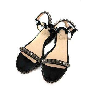 Christian Lubutan Christian Louboutin Sandal Studs Dây đeo Da lộn Đen Ladies Đặt hàng