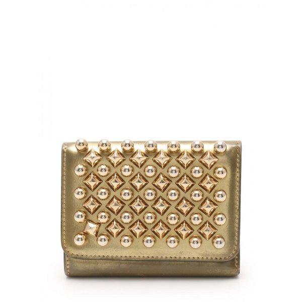 Christian Louboutin Christian Louboutin Macaron Mini Wallet Macaron Triple -Fold Wallet Leather Gold Studs 3165042 Ladies Mail Order Mua sắm