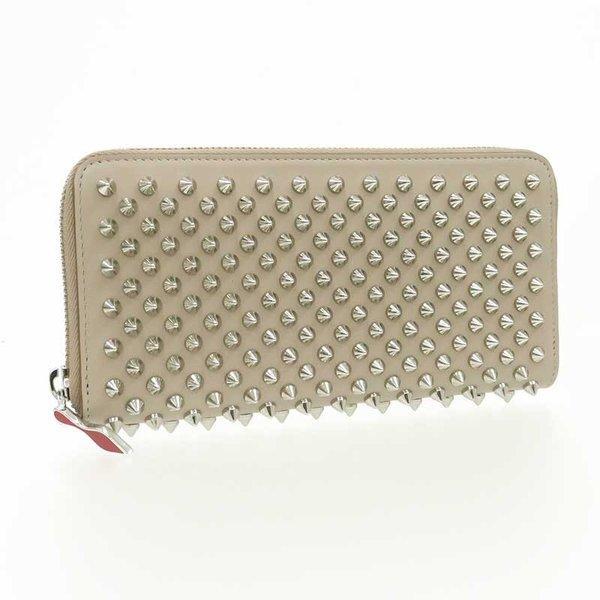 Christian Louboutin Christian Levutan tròn Fastener Ví dài Panetone 1175099 F136 Màu be lục địa PArET