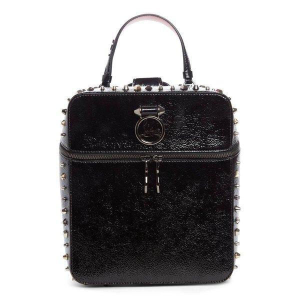 Christian Lobutin Christian Louboutin Ladies Backpack/ Backpack Bag Rubylou bằng sáng chế da ba lô màu đen/ đa kim loại: DP3-5547350-728392: