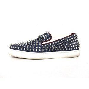 Christian Louboutin Christian Lubitane Slipon denim Spike Studs Con lăn phẳng 44 ĐẶT HÀNG BÁN HÀNG MEN ĐEN