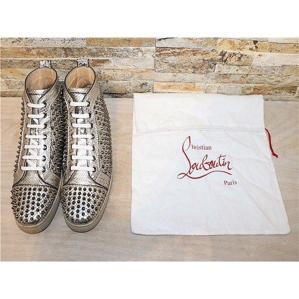 Người đẹp Christian Loubutan Christian Louboutin Louis Spike nam Flat Bạc sang trọng bằng sáng chế