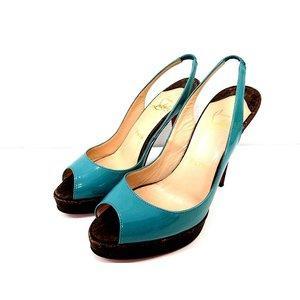 Christian Lubutan Christian Louboutin Sandals Mẫu da mở bán màu xanh lá cây màu xanh lá cây bán hàng