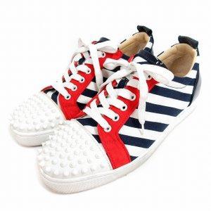 Christian Louboutin Christian Lubitane Sneakers Low Cut Louis Junior Louis Junior Spike Studs Border Canvas Enamel Shoes Navy ☆ Giá rẻ ★ Đặt hàng qua thư