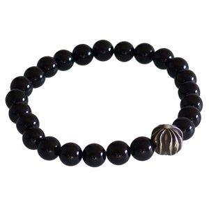 Chrome Hearts 8 mm Black Tourmaline & 1 Bạc Hạt Vòng đeo tay Chrome Hearts Black Bead Hạt hạt Bacelet 8mm Crossball: BGWW1: SkyTrek -Mail Đơn hàng Mua sắm Mua sắm