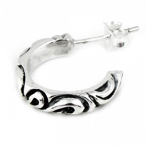 Thương hiệu nam nổi tiếng SBG Silver Scroll Hoop Pierce Bạc Bạc Bạc 925: