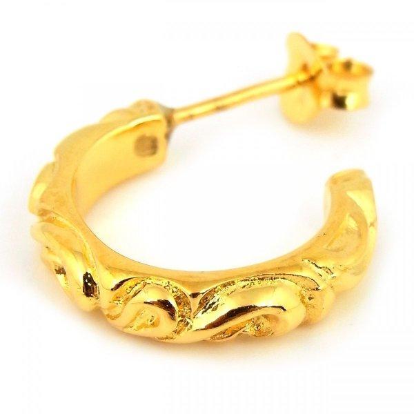 Thương hiệu nam nổi tiếng SBG 22K GP Gold Scroll Hoop Bông tai vòng xỏ khuyên bạc 925: