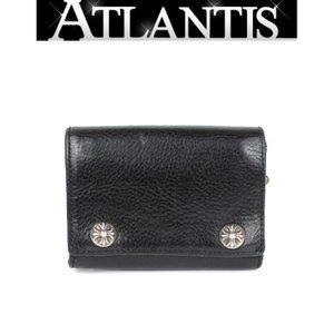 Chrome Hearts Ginza Cửa hàng Chrome trái tim chéo bản vá 3 lần nút chéo nút ba ví da đen: 075506: Atlantis -Mail Đơn đặt hàng Mua sắm