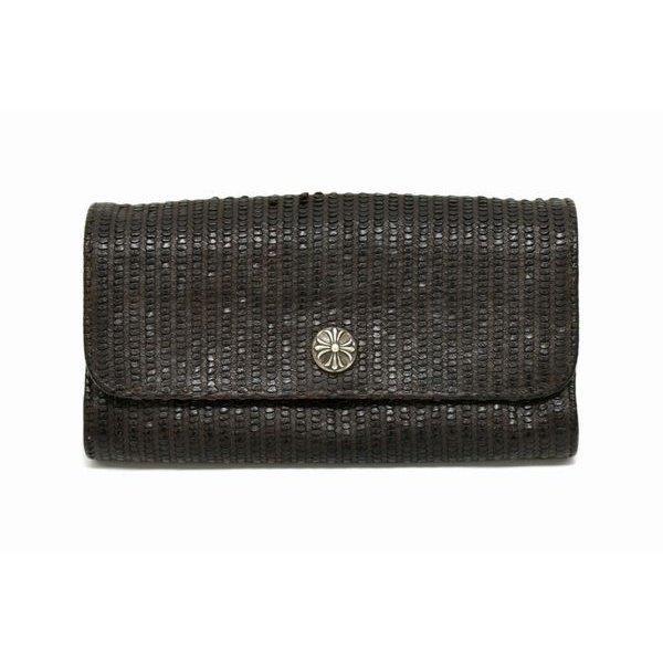 Real Chrome Hearts Chrome Hearts Judy Judy Bi -Fold Wallet Butter Nút da Đen Đen Đen Bạc bạc với hóa đơn được sử dụng: 2001019234100255: Hirakoba Co., Ltd.