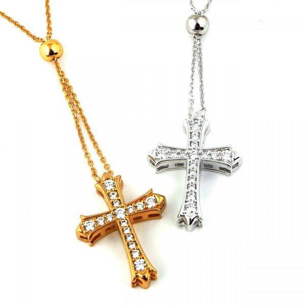 Thương hiệu nam nổi tiếng Blackdia CZ Double Cross Mined Vòng cổ 24K GP Vàng Vàng Cross Cross: BD-NK-056: SBG Cửa hàng chính thức MAIL