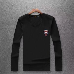 Cổ điển phổ biến mới nhất đường phố Mỹ bình thường dài -sleeved t -shirt mùa đông mùa đông đổ mồ hôi thoải mái hấp thụ nước Fendi fendi fendi
