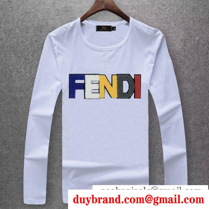 限定セールお買い得英語字長袖tシャツ良いコットン生地khả năng đàn hồi 抜群シンプルブランドコピーフェンディ tシャツ 新作