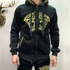 Versace Limited Sale mới phổ biến mới dành cho nam giới cổ điển / mùa đông Parker Black logo logo đi lại trường học cho nam giới