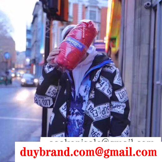 秋のお出かけに最適 supreme 17fw license plate puffy jacket supreme シュプリーム 多色可選 超人気