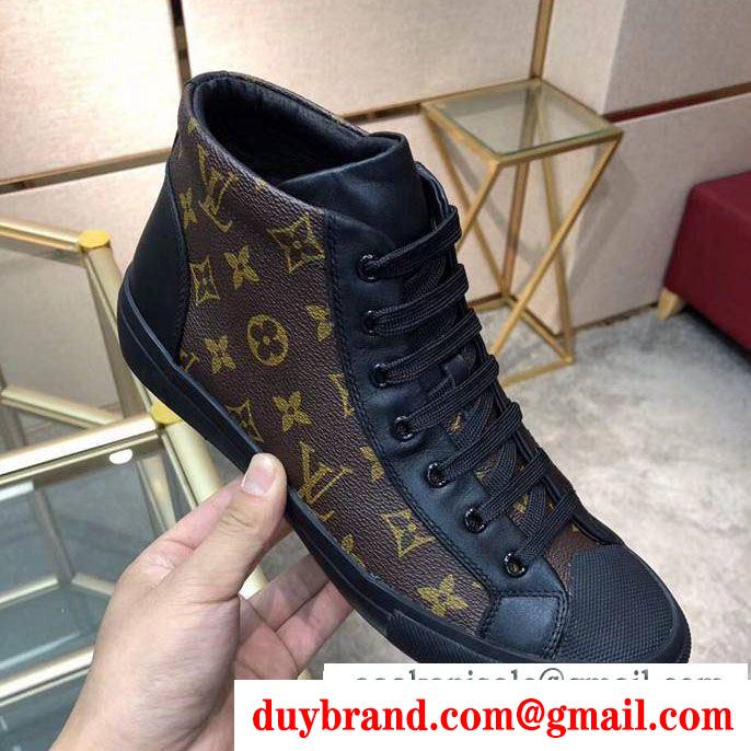 デザイン性の高い ハイトップシューズ  2色可選 高級感がアップ ルイ ヴィトン LOUIS VUITTON
