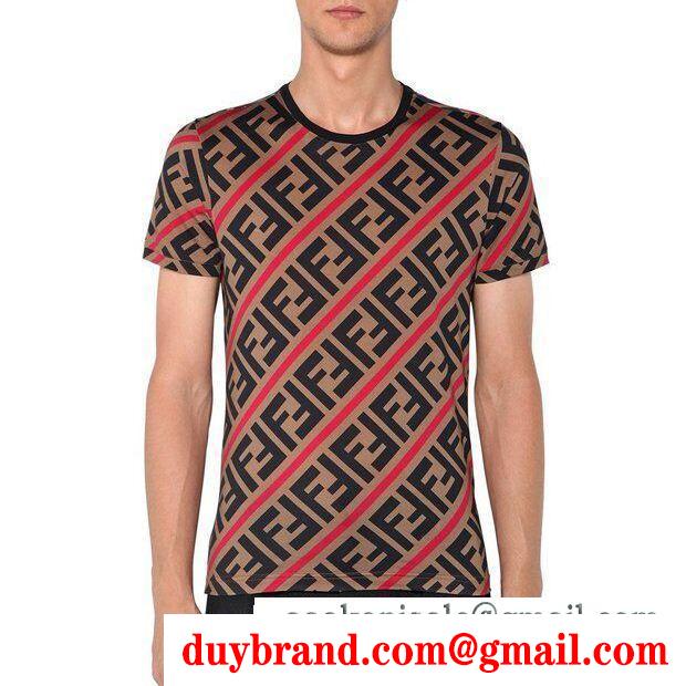 フェンディ 偽物カジュアル綿生地シンプル半袖19SS VIP価格★FENDI★大人気　FFラインTシャツ41423075