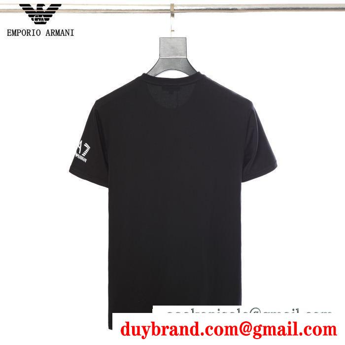 2019人気新作が登場 アルマーニ ARMANI 2色可選 Tシャツ/ティーシャツ ウェアに取り入れるのが今季流