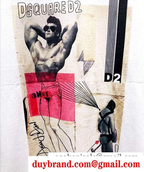 DSQUARED2 きれいめな印象で着こなし ディースクエアード2019SSコレクションに新着  Tシャツ/ティーシャツ 2色可選