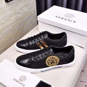 Versace giá rẻ Versace mới đứng tiêu chuẩn tiêu chuẩn phổ biến thời trang thời trang sneaker đen trắng dễ đi bộ