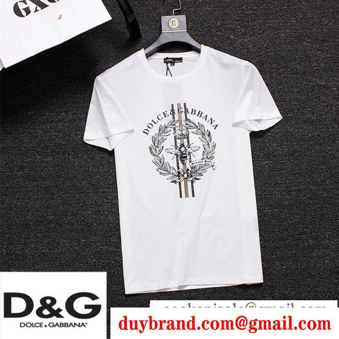 ドルチェ&ガッバーナ コピーDolce&Gabba限定セール高品質カジュアル感満点メンズTシャツライトピンク黒白