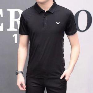Armani t -shirt armani thâm hụt siêu đặc biệt bán người lớn logo t -shirt logo thêu lớn kích thước đen trắng