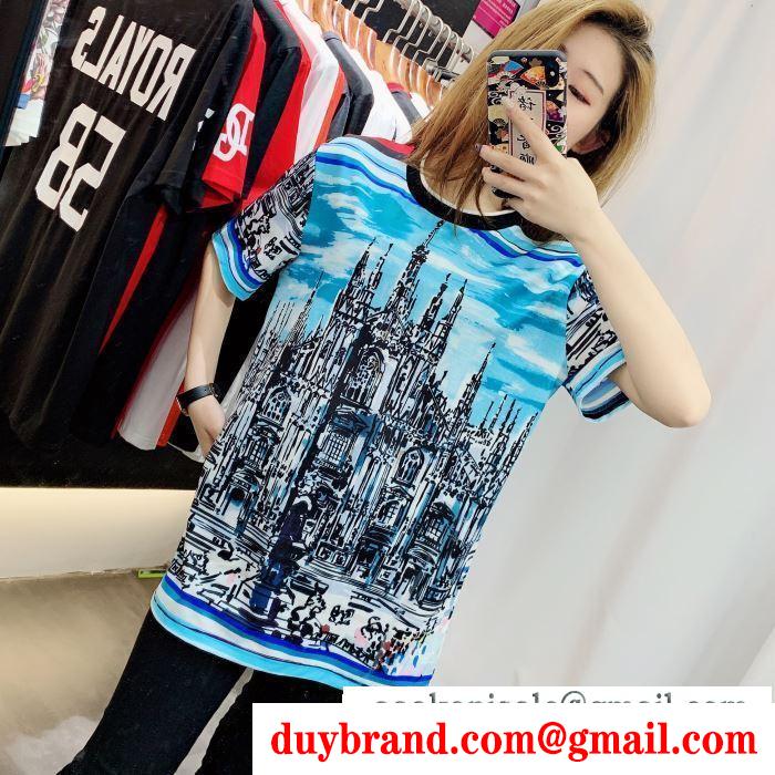 新作入荷新作コットン100％ｔシャツブルーきれいめ女性夏の必需品DOLCE & GABBANAドルチェ & ガッバーナ コピー