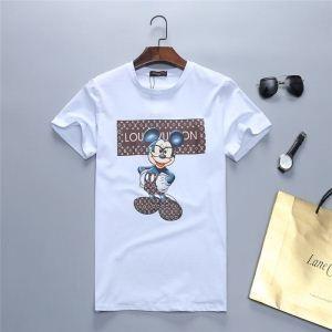 Vuitton New Louis Vuitton Đảm bảo chất lượng chất lượng cao Bản in nhân vật dễ thương T -Shirt Black White Men
