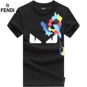 Fendi Super Fendi Mới trong kho, Dễ dàng -TH -SHIRT SHORT -SLEEVED Đào tạo mặc màu đen trắng đen cam màu cam xanh