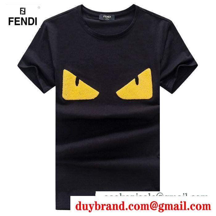 新作入荷セール相性抜群定番ロゴプリントｔシャツ半袖メンズ夏服黒白赤色グレーFENDIフェンディ t シャツ コピー