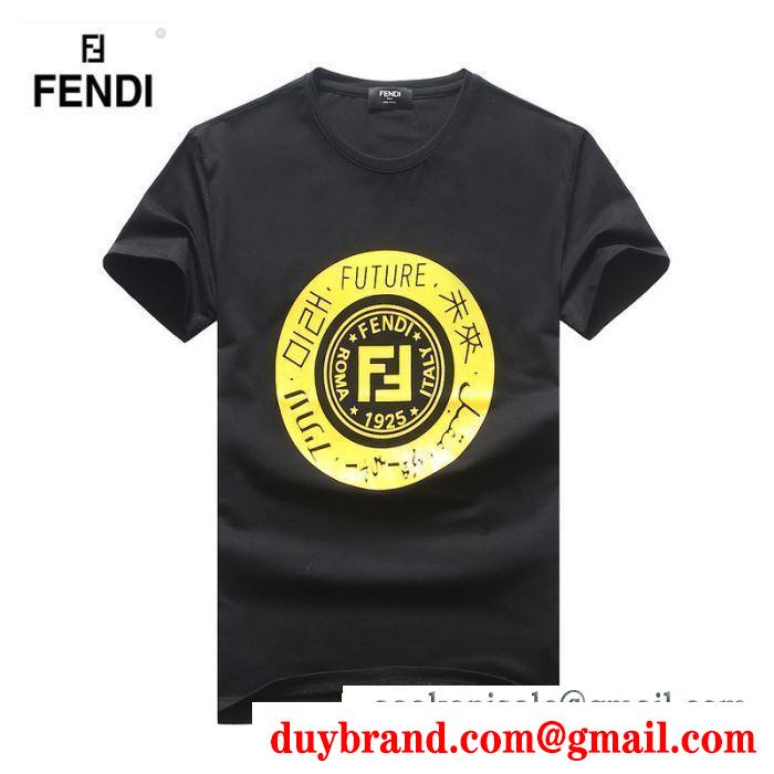 最安値本物保証ドライ感通気性吸汗性Ｔシャツアメカジ男性用ブラックホワイトグレーFENDIフェンディ スーパー コピー