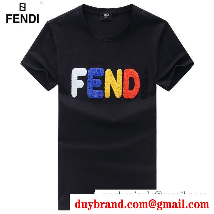 激安大特価得価爽やか吸汗速乾夏Tシャツ男性トップスブラックホワイトイエローグレーFENDIフェンディ スーパー コピー