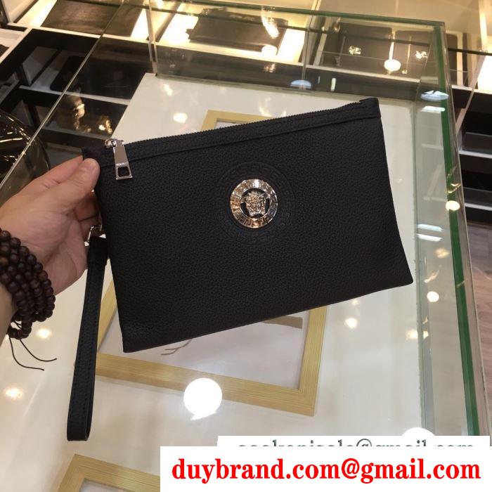 限定セール！お早めに！ ヴェルサーチ スーパーコピー クラッチバッグ versace メンズ ブラック 通勤通学 品質保証